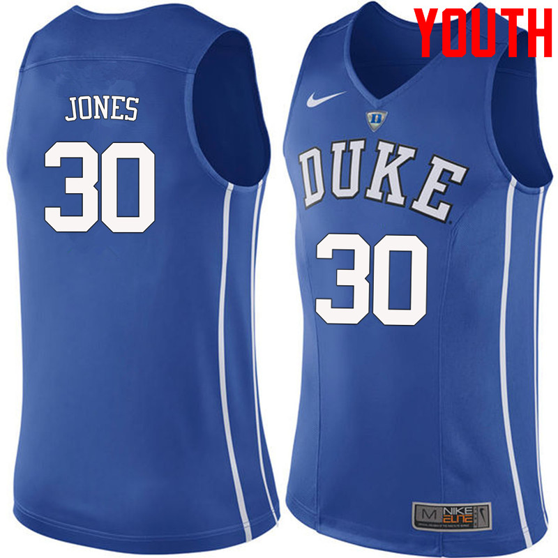 Youth #30 Dahntay Jones Duke Blue Devils College Basketball Jerseys-Blue